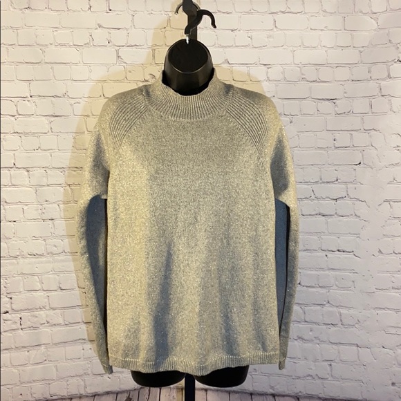 Chico's Sweaters - CHICO’S TRINA MOCK NECK CAPE SHIMMER PONCHO